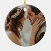 フローラブルゴーニュ金ゴールドグリッター幾何結婚の セラミックオーナメント (裏面)