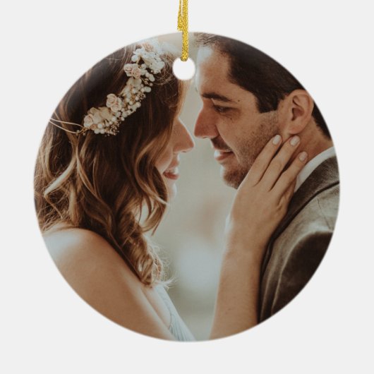 フローラブルゴーニュ金ゴールドグリッター幾何結婚の セラミックオーナメント (裏面)