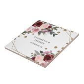 フローラブルゴーニュ金ゴールドグリッター幾何結婚の タイル (側面)