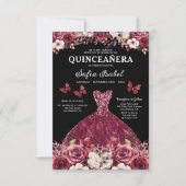 フローラブルゴーニュ金ゴールドバイリンガルスペインのキンセアニェラ 招待状 (正面)