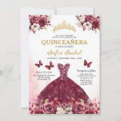 フローラブルゴーニュ金ゴールドバイリンガルスペインのキンセアニェラ 招待状 (正面)
