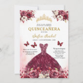 フローラブルゴーニュ金ゴールドバイリンガルスペインのキンセアニェラ 招待状 (裏面)