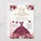 フローラブルゴーニュ金ゴールドバイリンガルスペインのキンセアニェラ 招待状 (正面)