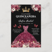 フローラブルゴーニュ金ゴールドバイリンガルスペインのキンセアニェラ 招待状 (裏面)