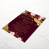 フローラブルゴーニュ金ゴールドバタフライレースブライダルシャワー 箔招待状 (回転した状態)