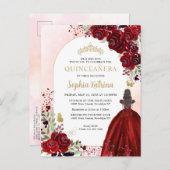 フローラブルゴーニュ金ゴールドプリンセス誕生日キンセアニェラ インビテーションポストカード (正面/裏面)