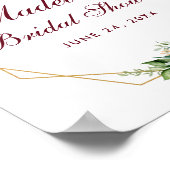 フローラブルゴーニュ金ゴールドボホブライダルシャワー歓迎 ポスター (角)