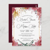 フローラブルゴーニュ金ゴールドユーカリブライダルシャワー ポストカード (正面/裏面)