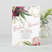 フローラブルゴーニュ金ゴールド幾何学ブライダルシャワー 招待状 (スタンド正面)