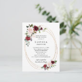 フローラブルゴーニュ金ゴールド抽象芸術ブライダルシャワー インビテーションポストカード (スタンド正面)