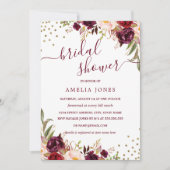 フローラブルゴーニュ金ゴールド紙吹雪ブライダルシャワー 招待状 (正面)