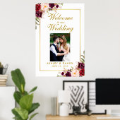 フローラブルゴーニュ金ゴールド結婚のウェルカムフォト ポスター (ホームオフィス)