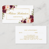 フローラブルゴーニュ金ゴールド美容師アポイントメントカード 予約カード (正面/裏面)