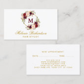フローラブルゴーニュ金ゴールド美容師アポイントメントM 予約カード (正面/裏面)