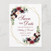 フローラブルゴーニュ青金ゴールドフレーム日付の保存 案内ポストカード (正面)