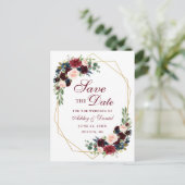 フローラブルゴーニュ青金ゴールドフレーム日付の保存 案内ポストカード (スタンド正面)