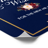 フローラブルゴーニュ青金ゴールド結婚のアドバイスの願い ポスター (角)