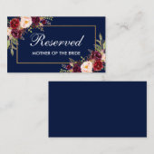 フローラブルゴーニュ青金ゴールド結婚の予約名 プレイスカード (正面/裏面)