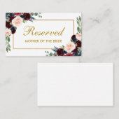 フローラブルゴーニュ青金ゴールド結婚の予約名 プレイスカード (正面/裏面)