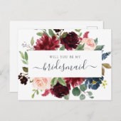 フローラブルゴーニュ・ネイビー・ブーケが私の シーズンポストカード (正面/裏面)