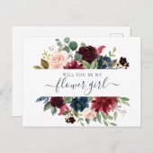 フローラブルゴーニュ・ネイビー・ブーケが私の シーズンポストカード (正面/裏面)