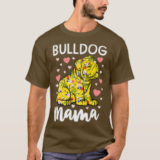 フローラブルドッグマママイングリッシュブルドッグギフト女性行う Tシャツ