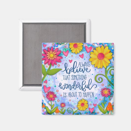 フローラブルーかわいらし何か素晴らしい引用文 マグネット (正面/裏面)