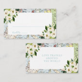 フローラブルーとグリーンマップ旅行テーマ プレイスカード (正面/裏面)