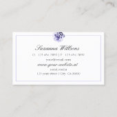 フローラブルーとホワイトかわいいバラとロゴシンプル付き 名刺 (裏面)