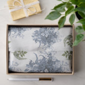 フローラブルーとホワイトのヴィンテージ英語の切り離し 薄葉紙 (ギフト)