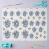 フローラブルーとホワイトのヴィンテージ英語の切り離し 薄葉紙 (クラフト)