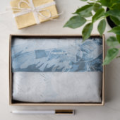 フローラブルーとホワイトヴィンテージEphemera Decompage 2 薄葉紙 (ギフト)