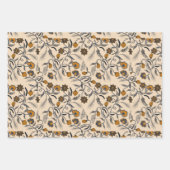 フローラブルーと金ゴールド結婚ズ ラッピングペーパーシート (正面)