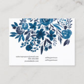 フローラブルーの水彩ヘアクリップバレットディスプレイ 名刺 (裏面)