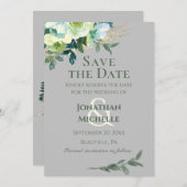 フローラブルーアイボリーグレイターコイズ素朴ズ セーブザデート (正面/裏面)