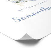 フローラブルーアジサイのクレストモノグラムウェルカムサイン ポスター (角)