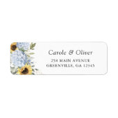 フローラブルーアジサイひまわり差出人住所 ラベル (正面)