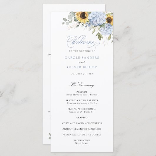 フローラブルーアジサイひまわり結婚式 プログラム (正面/裏面)