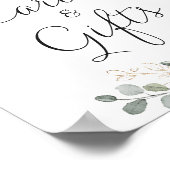 フローラブルーアジサイ緑の結婚式カードギフト ポスター (角)