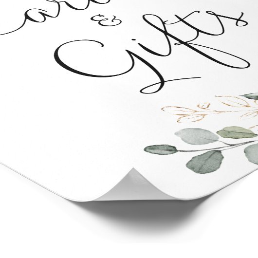 フローラブルーアジサイ緑の結婚式カードギフト ポスター (角)