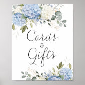フローラブルーアジサイ緑の結婚式カードギフト ポスター (正面)