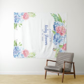 フローラブルーアジサイ赤ちゃんシャワー背景 タペストリー (インサイチュ(横))