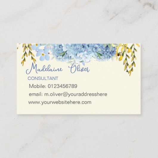 フローラブルーイエローシモダンック 名刺 (裏面)