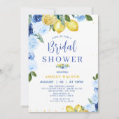 フローラブルーイエローレモンをテーマにしたブライダルシャワー 招待状 (正面)