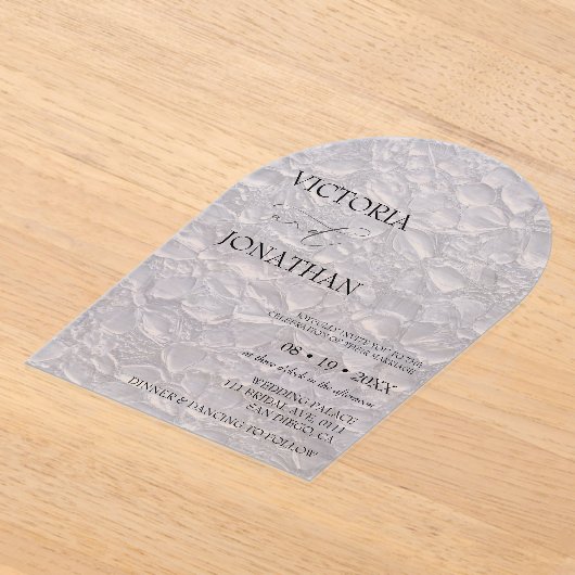 フローラブルーエレガントな結婚式 アクリル招待状 (レイダウン)