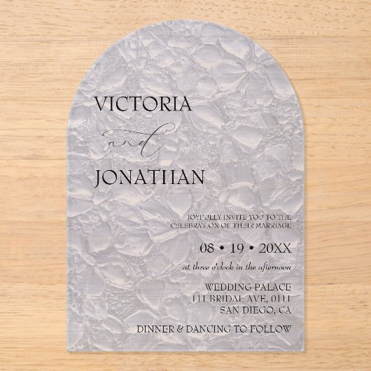 フローラブルーエレガントな結婚式 アクリル招待状 (正面)