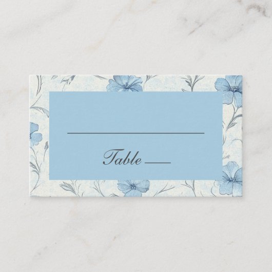 フローラブルーエレガントカントリー庭園の結婚式護衛 プレイスカード (正面)