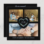 フローラブルーエレガントハート3写真インスタント婚約した セーブザデート (正面/裏面)