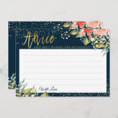 フローラブルーエレガント金ゴールドリタイアメントフラット アドバイスカード (正面/裏面)