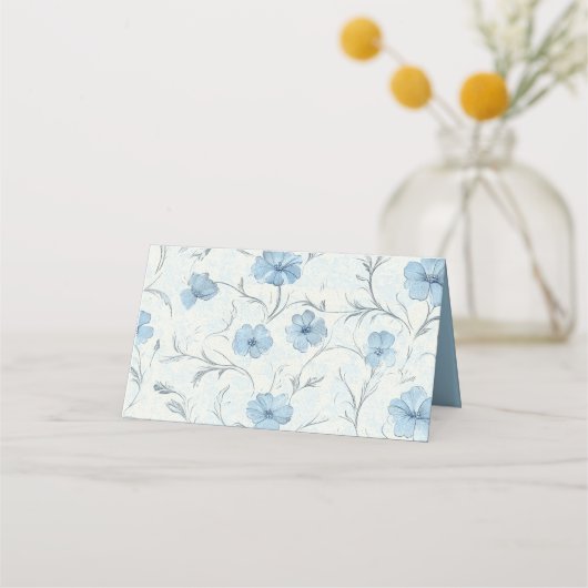 フローラブルーカントリーガーデンエレガントなウェディングエスコート プレイスカード (裏面)
